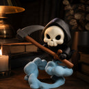 Cute Grim Reaper Figurine - 3D Printed Skeleton Display Model with Scythe and Floating Cloud Base, Halloween Desk Decor and Novelty Gift
