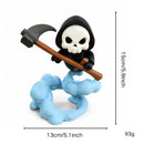 Cute Grim Reaper Figurine - 3D Printed Skeleton Display Model with Scythe and Floating Cloud Base, Halloween Desk Decor and Novelty Gift