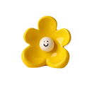 Cute Smiley Flower Ceramic Vase (Lemon yellow)- Glossy Floral Shaped Decorative Vase, Modern Tabletop Ornament for Living Room, Entryway, Bedroom and Home Decor