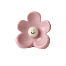 Cute Smiley Flower Ceramic Vase (Purple)- Glossy Floral Shaped Decorative Vase, Modern Tabletop Ornament for Living Room, Entryway, Bedroom and Home Decor