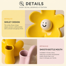 Cute Smiley Flower Ceramic Vase (Purple)- Glossy Floral Shaped Decorative Vase, Modern Tabletop Ornament for Living Room, Entryway, Bedroom and Home Decor