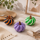 3D Printed Spiral Pumpkin Decoration - Green and White Twisted Rib Design, Lightweight Halloween Tabletop Ornament for Autumn Home and Party Decor