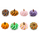 3D Printed Spiral Pumpkin Decoration - Pink and White Twisted Rib Design, Lightweight Halloween Tabletop Ornament for Autumn Home and Party Decor
