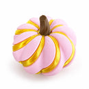 3D Printed Spiral Pumpkin Decoration - Pink and Gold Twisted Rib Design, Lightweight Halloween Tabletop Ornament for Autumn Home and Party Decor