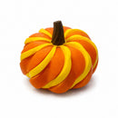 3D Printed Spiral Pumpkin Decoration - Orange and Yellow Twisted Rib Design, Lightweight Halloween Tabletop Ornament for Autumn Home and Party Decor