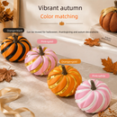 2 Pack 3D Printed Spiral Pumpkin Decoration - Orange and Green Twisted Rib Design, Lightweight Halloween Tabletop Ornament for Autumn Home and Party Decor