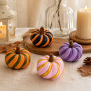 2 Pack 3D Printed Spiral Pumpkin Decoration - Pink and White Twisted Rib Design, Lightweight Halloween Tabletop Ornament for Autumn Home and Party Decor