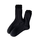 4 Pairs Black Women's Lace Trim Socks - Lightweight Sheer Mesh Crew Socks with Ruffle Cuffs, Breathable Solid Colour Fashion Socks for Everyday Wear