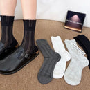 4 Pairs White Women's Lace Trim Socks - Lightweight Sheer Mesh Crew Socks with Ruffle Cuffs, Breathable Solid Colour Fashion Socks for Everyday Wear