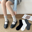 4 Pairs White Women's Lace Trim Socks - Lightweight Sheer Mesh Crew Socks with Ruffle Cuffs, Breathable Solid Colour Fashion Socks for Everyday Wear