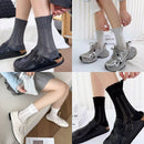 4 Pairs Light Gray Women's Lace Trim Socks - Lightweight Sheer Mesh Crew Socks with Ruffle Cuffs, Breathable Solid Colour Fashion Socks for Everyday Wear