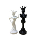 3D Printed Chess King and Queen Figurine Set - Creative Crowned Couple Sculptures, Modern Desktop Ornament for Home, Office, Shelf and Gift Decor