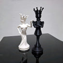 3D Printed Chess King and Queen Figurine Set - Creative Crowned Couple Sculptures, Modern Desktop Ornament for Home, Office, Shelf and Gift Decor