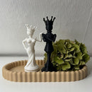 3D Printed Chess King and Queen Figurine Set - Creative Crowned Couple Sculptures, Modern Desktop Ornament for Home, Office, Shelf and Gift Decor