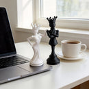 3D Printed Chess King and Queen Figurine Set - Creative Crowned Couple Sculptures, Modern Desktop Ornament for Home, Office, Shelf and Gift Decor