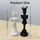 3D Printed Chess King and Queen Figurine Set - Creative Crowned Couple Sculptures, Modern Desktop Ornament for Home, Office, Shelf and Gift Decor