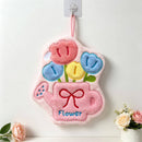 Cute Tulip Watering Can Hanging Hand Towel - Soft Coral Fleece Absorbent Flower Hand Towel with Hanging Loop for Kitchen, Bathroom and Home Use