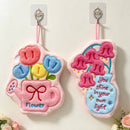 Cute Tulip Watering Can Hanging Hand Towel - Soft Coral Fleece Absorbent Flower Hand Towel with Hanging Loop for Kitchen, Bathroom and Home Use