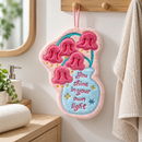 Cute Tulip Vase Hanging Hand Towel - Soft Coral Fleece Absorbent Flower Hand Towel with Hanging Loop for Kitchen, Bathroom and Home Use