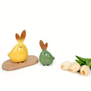 2 Piece Ceramic Rabbit Figurine Set - Cute Glossy Bunny Ornaments in Two Sizes, Decorative Animal Accents for Living Room, Bedroom, Shelf and Tabletop Decor
