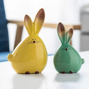2 Piece Ceramic Rabbit Figurine Set - Cute Glossy Bunny Ornaments in Two Sizes, Decorative Animal Accents for Living Room, Bedroom, Shelf and Tabletop Decor