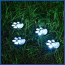 4 Pack Solar Paw Print Garden Lights (White light) - 9 cm Outdoor LED Ground Stake Lights with Dusk Activation for Lawn, Pathway, Yard and Garden Decoration