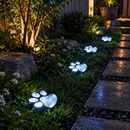 4 Pack Solar Paw Print Garden Lights (White light) - 9 cm Outdoor LED Ground Stake Lights with Dusk Activation for Lawn, Pathway, Yard and Garden Decoration