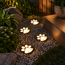 4 Pack Solar Paw Print Garden Lights (Warm light) - 9 cm Outdoor LED Ground Stake Lights with Dusk Activation for Lawn, Pathway, Yard and Garden Decoration