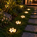 4 Pack Solar Paw Print Garden Lights (Warm light) - 9 cm Outdoor LED Ground Stake Lights with Dusk Activation for Lawn, Pathway, Yard and Garden Decoration
