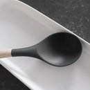 3 Pcs Beechwood & Silicone Kitchen Cooking Utensils Set - Turner/Spoon/Slotted Turner  - Charcoal