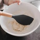 3 Pcs Beechwood & Silicone Kitchen Baking Utensils Set – Charcoal (Spatula, Whisk, Basting Brush)
