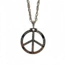 Silver Peace sign Necklace, Bling Chain,Fancy Dress