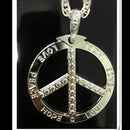 Silver Peace sign Necklace, Bling Chain,Fancy Dress