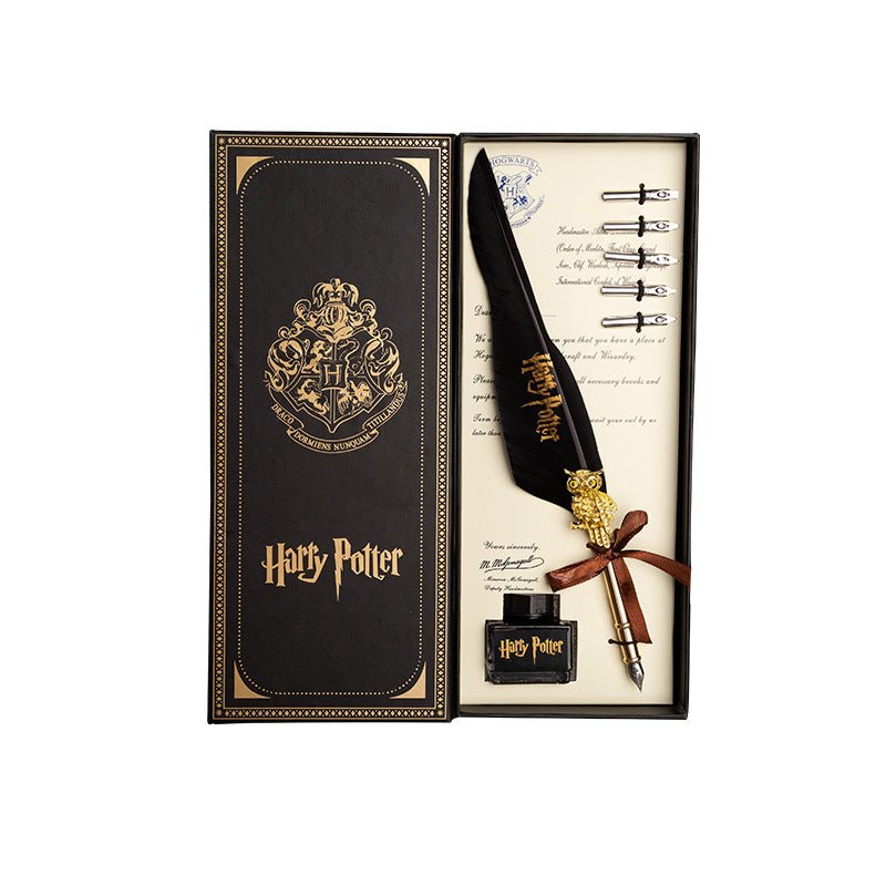 Harry Potter Vintage Feather Dip Pen Writing Set with ink Calligraphy Quill Pen Gifts - DARK GREEN