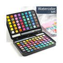 Water paint colour set with brush metal case Portable 60 PCs Concentrated block - Pink