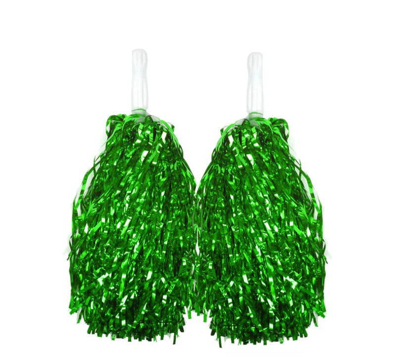 4 Sets/8pcs Metallic Team Girls' Cheerleading Dance Party Dress Pom Poms Pompoms - Silver