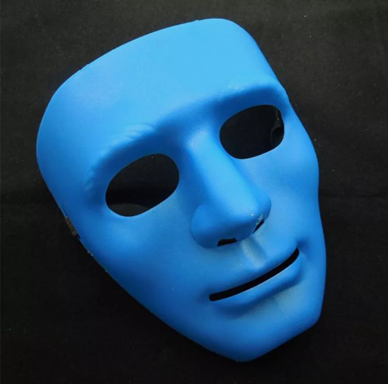 2x Robot Plain Mask Purge Style Halloween Scary Ghost Blank Mask Unisex - 1xBlue +1xWhite