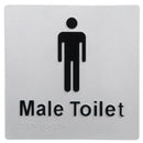 Male Toilet Braille Sign Silver / Black
