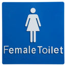 Female Toilet Braille Sign Blue / White