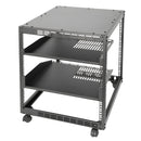Alston 12U Open Frame Server Rack Hifi Device Rack with Vented Shelves Heavy Duty 4-Post AV/IT Network Rack Free Standing with Lockable Casters