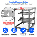 Alston 12U Open Frame Server Rack Hifi Device Rack with Vented Shelves Heavy Duty 4-Post AV/IT Network Rack Free Standing with Lockable Casters