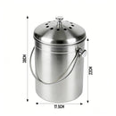 5L Compost Bin Kitchen Countertop Stainless Steel Composter Bucket with Lid and Charcoal Caddy Kitchen Waste Pail Odour Free and Easy Cleaning Silver