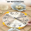 Large Wall Clock 22cm Metal Silent Non Ticking Decoration Hanging Clock Battery Operated with 3D Ginkgo Leaf Design for Living Room Bedroom Home Office