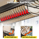 Over The Sink Dish Drying Rack Carbon Steel Dish Drainer Drying Rack 85cm Long Sink Caddy with Door and Multiple Utensils Holders Large Capacity
