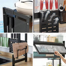Over The Sink Dish Drying Rack Carbon Steel Dish Drainer Drying Rack 85cm Long Sink Caddy with Door and Multiple Utensils Holders Large Capacity