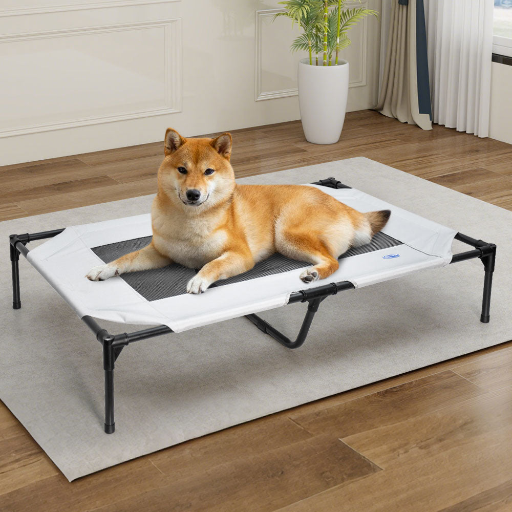 Raised Dog Bed Large Elevated Pet Bed Scratch and Moisture Resistant Breathable Kennel with Non-Slip Feet Indoor Outdoor for All Seasons Max Load 100kg