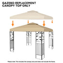 3x3m Gazebo Cover 2-Tier Canopy Replacement Outdoor Waterproof Shelter Top with Airvent and PA Coating for Garden Patio Pavilion Sun Shade Khaki