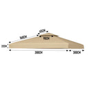 3x3m Gazebo Cover 2-Tier Canopy Replacement Outdoor Waterproof Shelter Top with Airvent and PA Coating for Garden Patio Pavilion Sun Shade Khaki
