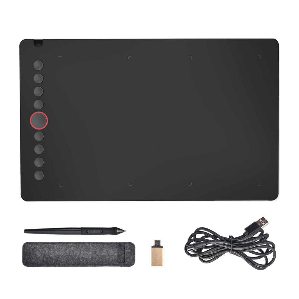 Digital Graphics Tablet Drawing Pad 8192 Levels Large Working Area 285x180mm Compatible with Win/MacOS Support PC/Mobile for Drawing Designing Teaching