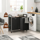Laundry Hamper Basket Metal Laundry Organizer with MDF Shelf and 2 Waterproof Pull-Out Removable Dirty Clothes Bags for Laundry Room Bedroom Bathroom Dorm
